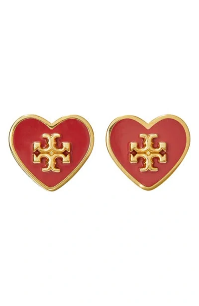 Tory Burch Kira Enamel Heart Stud Earrings In Multi