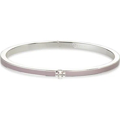 Tory Burch Kira Enamel Hinge Bracelet In Light Silver/lilac