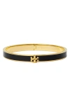 Tory Burch Kira Logo Colored Bangle Bracelet In Tory Gold/black