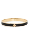 Tory Burch Kira Enamel Hinge Bracelet In Tory Gold/black