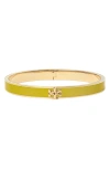 Tory Burch Women's Kira Silvertone & Enamel Logo Bracelet In Goldfinch