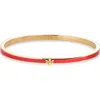 Tory Burch Thin Kira Enamel Bracelet In Tory Gold/tory Red