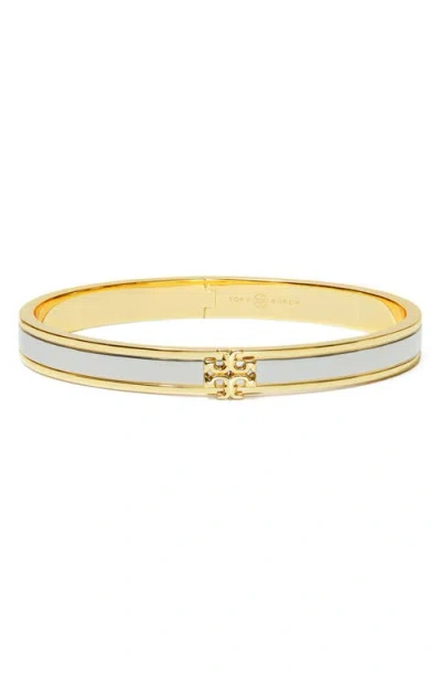 Tory Burch Kira Enamel Hinge Bracelet In Tory Gold/tory Silver
