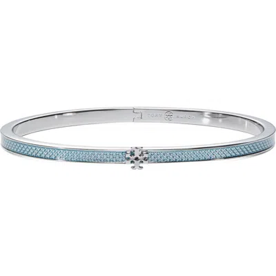Tory Burch Kira Enamel Hinge Slim Bracelet In Blue