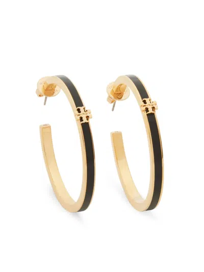 Tory Burch Kira Enamel Hoop Earrings In Green