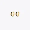 Tory Burch Kira Enamel Huggie Earring In Tory Gold/black