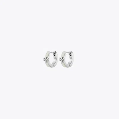 Tory Burch Kira Enamel Huggie Earring In Metallic