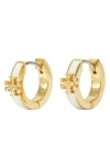 Tory Burch Kira Enamel Huggie Earrings In Gold