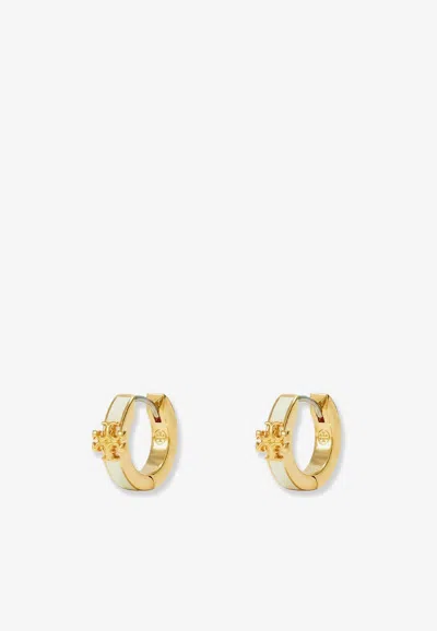 Tory Burch Kira Enamel Huggie Hoop Earrings In Gold