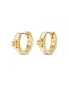 Tory Burch Kira Enamel Huggie Earrings In Ivory/gold