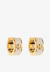 Tory Burch Kira Enamel Huggie Hoop Earrings In White