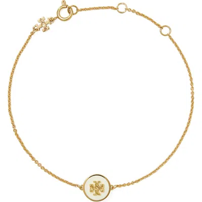 Tory Burch Kira Enamel Pendant Chain Bracelet In Gold