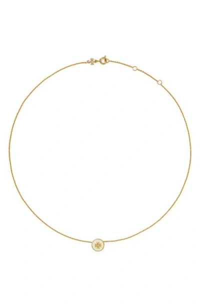 Tory Burch Kira Enamel Pendant Necklace In Gold