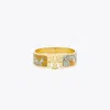Tory Burch Kira Enamel Wide Bangle In Gold