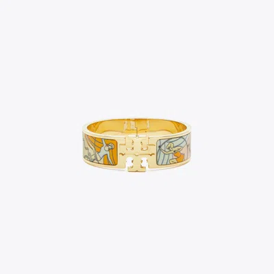 Tory Burch Kira Enamel Wide Bangle In Gold