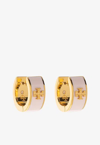 Tory Burch Kira Enameled Hoop Earrings In Pink