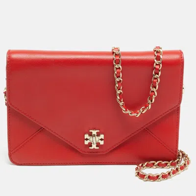 Pre-owned Tory Burch Kira Envelope Red Leather Flap Shoulder Bag