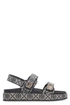 Tory Burch T Monogram Kira Jacquard Fabric Sandals In Blue
