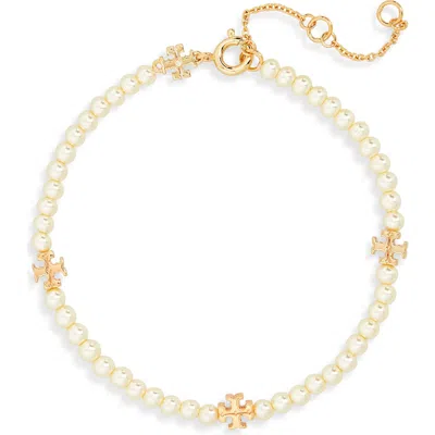 Tory Burch Kira Faux Pearl Bracelet In Gold