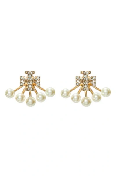 TORY BURCH TORY BURCH KIRA FAUX PEARL FRONT/BACK EARRINGS