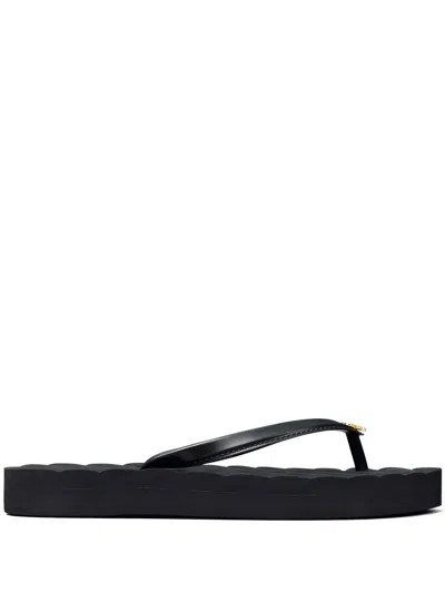 Tory Burch Kira Flip-flops In Perfect Black/gold