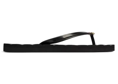 Pre-owned Tory Burch Kira Flip Flops Black (women's) Sneakers In Perfect Black/gold