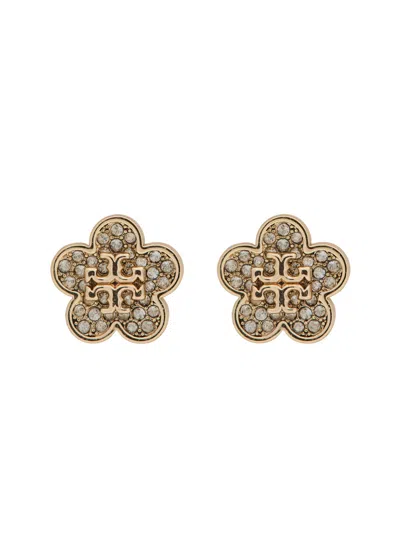 Tory Burch Kira Floral Pavé 18kt Gold-plated Stud Earrings