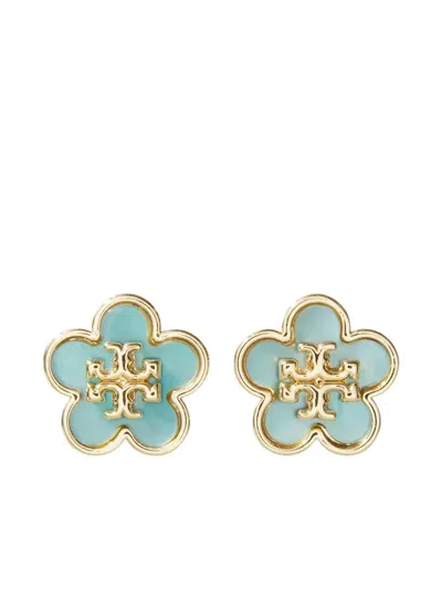 Tory Burch Kira Flower-logo Earrings In Gold