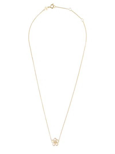 Tory Burch Kira Flower Necklace In Gold