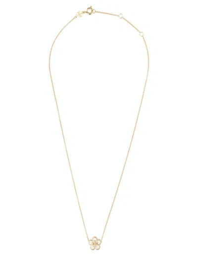 Tory Burch Kira Flower Necklace In Gold