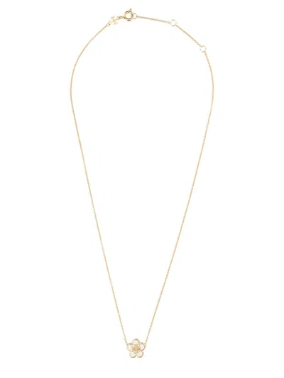 Tory Burch Kira Flower Necklace In Gold