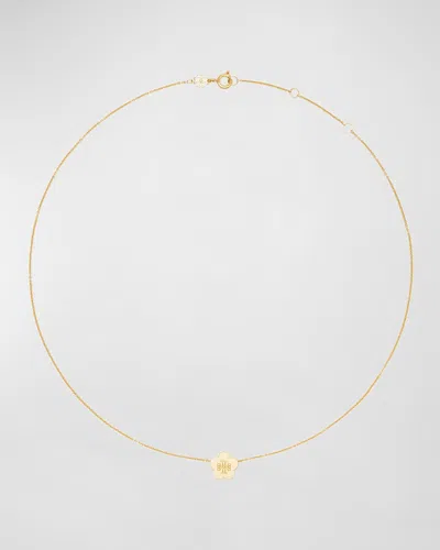 Tory Burch Kira Flower Pendant Necklace In Tory Gold