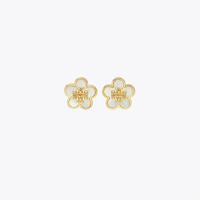 Tory Burch Kira Flower Stud In Tory Gold/mother Of Pearl
