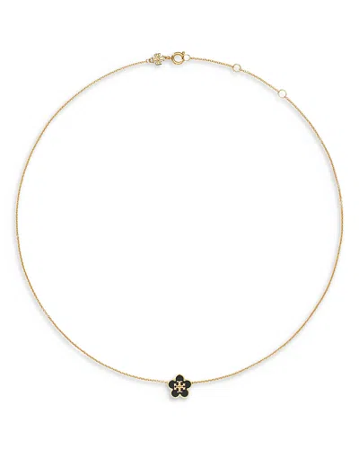 Tory Burch Kira Freesia Flower Pendant Necklace In 18k Gold Plated, 17.5