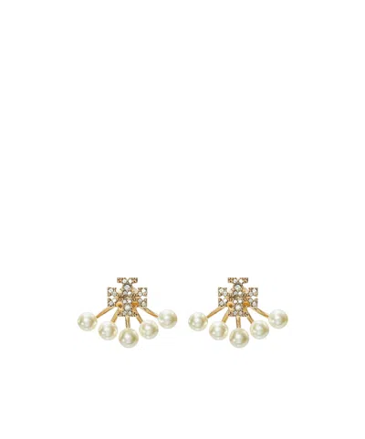 Tory Burch Kira Front And Rear Earrings In Yellow