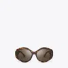 Tory Burch Kira Geometric Sunglasses In Dark Tortoise/solid Brown
