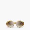 Tory Burch Kira Geometric Sunglasses In Honey Tortoise/brown Gradient