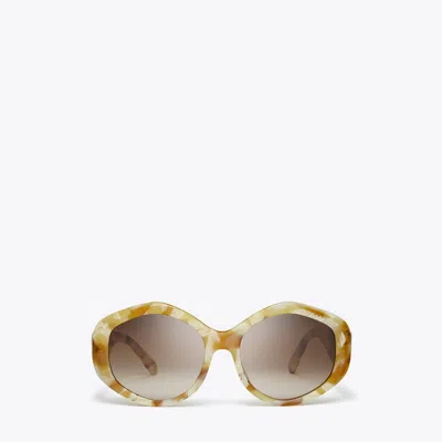 Tory Burch Kira Geometric Sunglasses In Honey Tortoise/brown Gradient