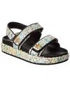 Tory Burch Kira Glitter Canvas & Leather Sport Sandal In White