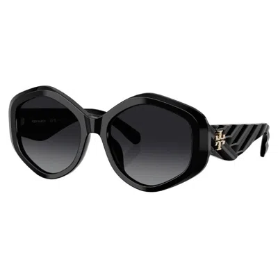 Tory Burch Kira Grey Gradient Polar Geometric Ladies Sunglasses Ty7217u 1709t3 55 In Black