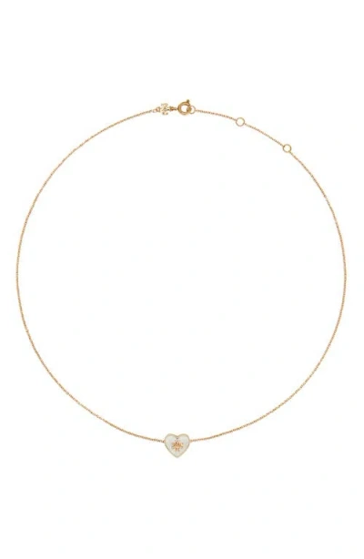 Tory Burch Kira Heart Pendant Necklace In Gold