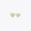 Tory Burch Kira Mother Of Pearl Heart Stud Earrings In Gold Tone In Tory Gold/mother Of Pearl