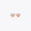Tory Burch Kira Heart Stud Earrings In Brown