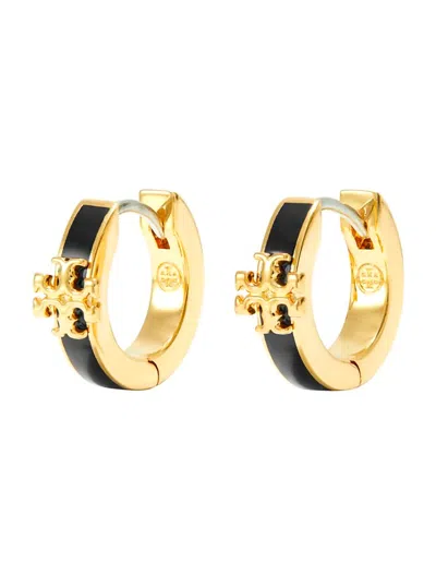 Tory Burch Kira Hoop Earrings With Double T Motif, Brass Blend In Metallic