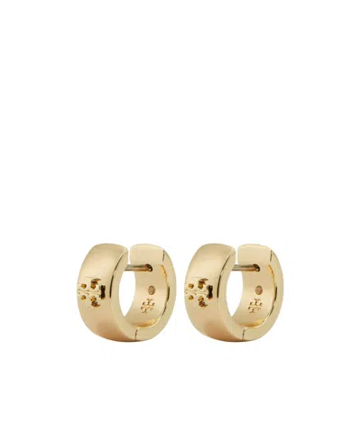 Tory Burch Tory Birch Kira Double T Huggie Hoop Earrings In Gold