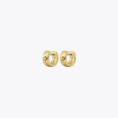 Tory Burch Tory Birch Kira Double T Huggie Hoop Earrings In Gold