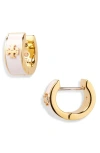 Tory Burch Tory Birch Kira Double T Huggie Hoop Earrings In Multi