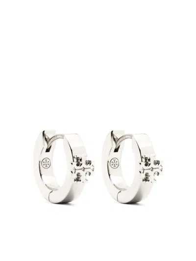 Tory Burch Kira Huggie Hoop Earrings In Silver