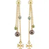 Tory Burch Kira Imitation Pearl Linear Drop Earrings In Gold