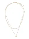 Tory Burch Layered Brass Necklace With Glass Pearls And Charming Pendant In Gold